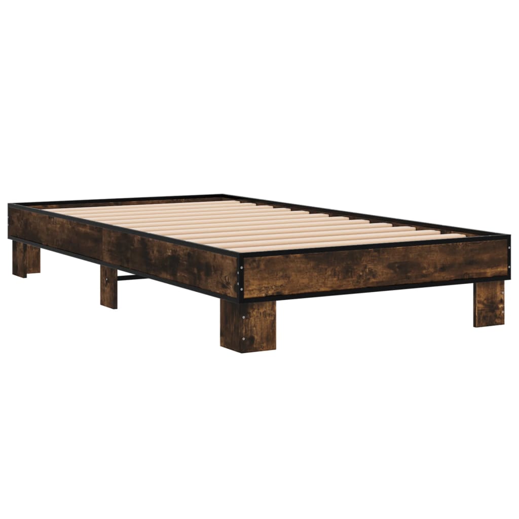 vidaXL Bed Frame without Mattress Smoked Oak 75x190 cm Small Single 6