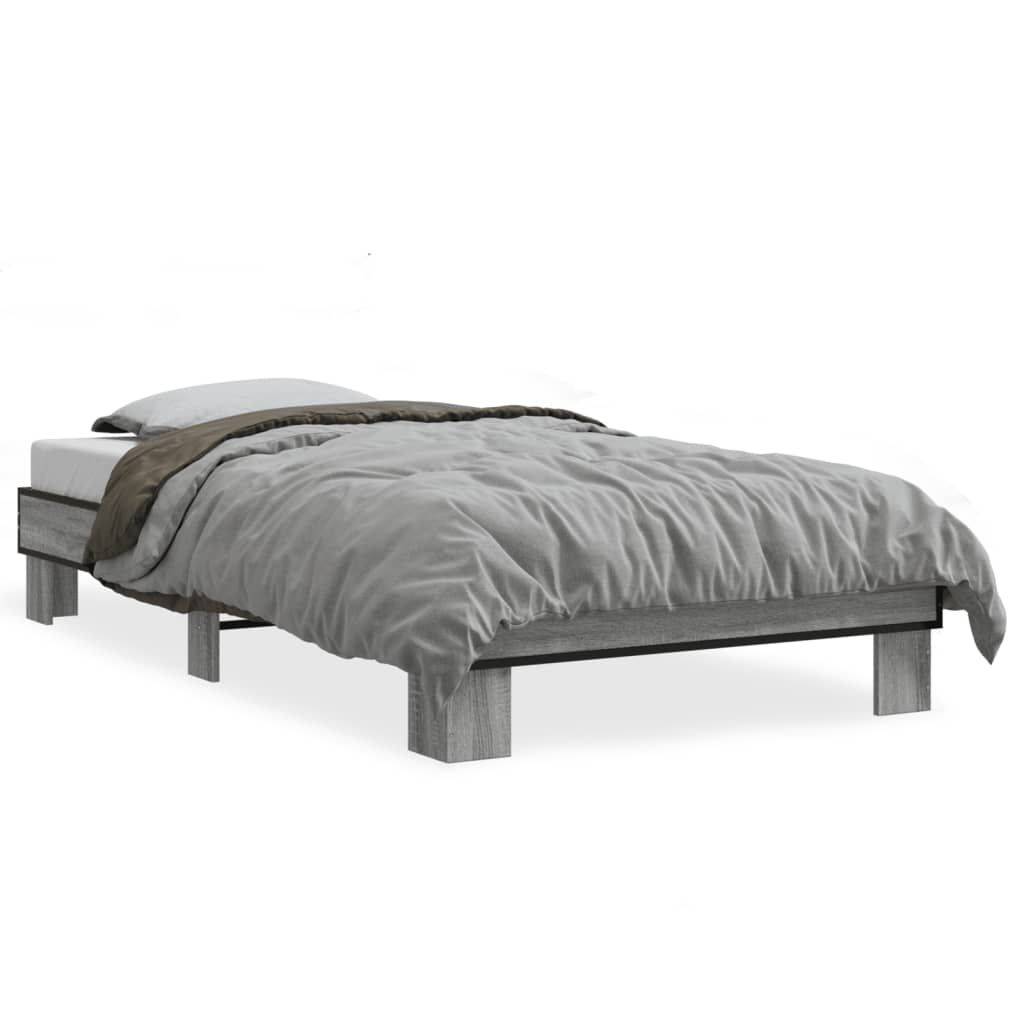 vidaXL Bed Frame without Mattress Grey Sonoma 75x190 cm Small Single 2