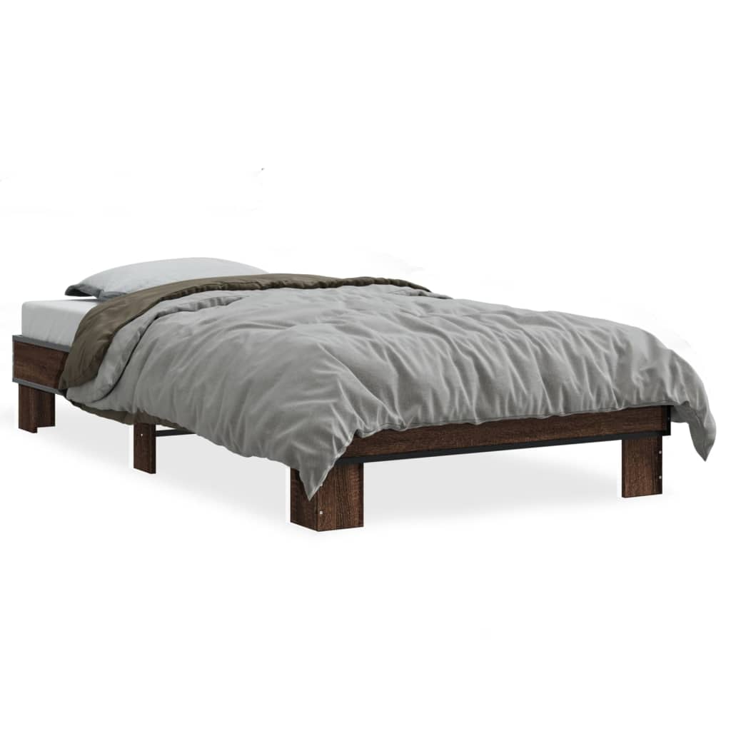 vidaXL Bed Frame without Mattress Brown Oak 75x190 cm Small Single 2