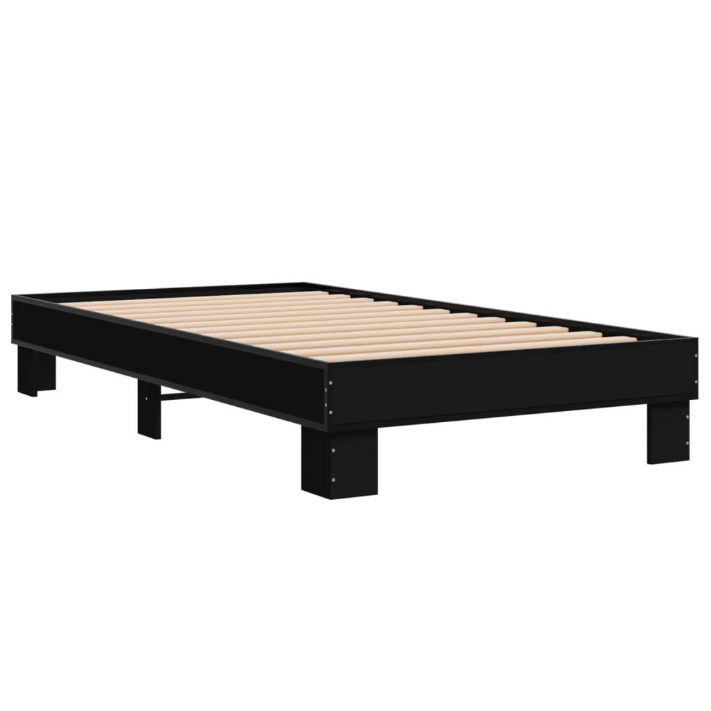 vidaXL Bed Frame without Mattress Black 90x190 cm Single 6