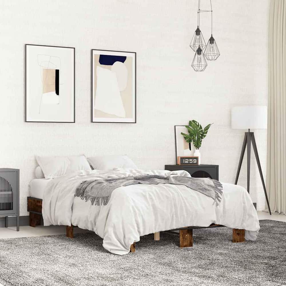 Bed Frame without Mattress Length 190 cm Smoked Oak 140 cm