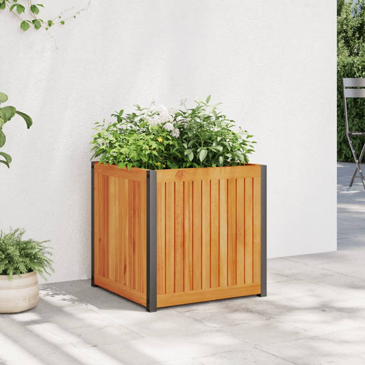 Garden Planter Solid Wood Acacia and Steel 45 cm 44 cm 45 cm