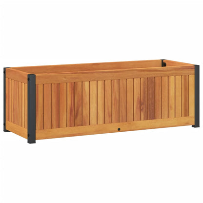 vidaXL Garden Planter 80x30x27.5 cm Solid Wood Acacia and Steel 2