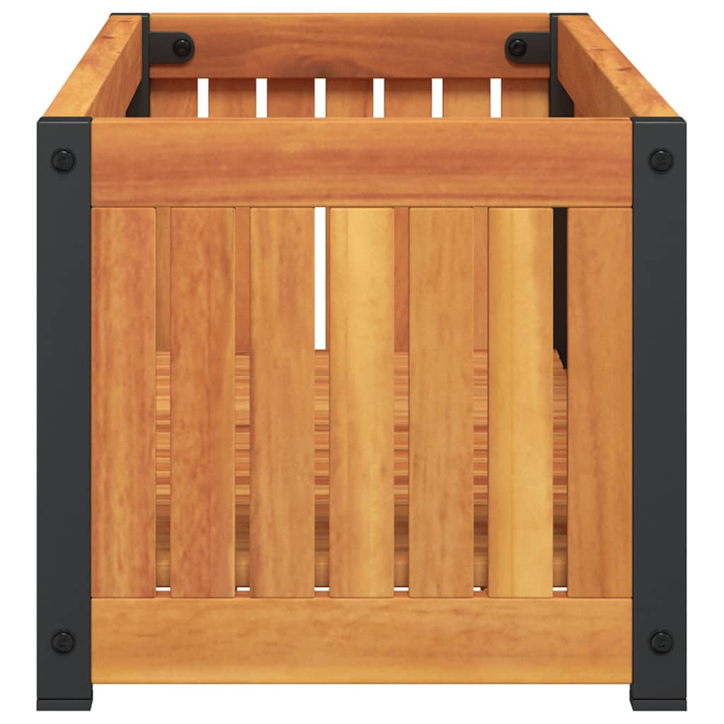vidaXL Garden Planter 80x30x27.5 cm Solid Wood Acacia and Steel 5