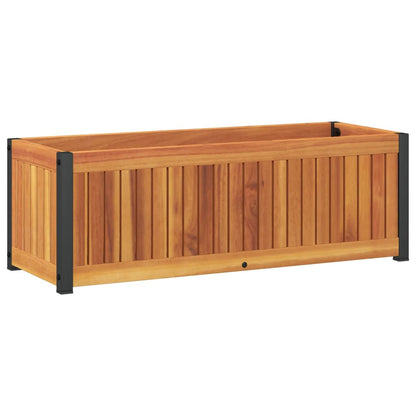 vidaXL Garden Planter 80x30x27.5 cm Solid Wood Acacia and Steel 6
