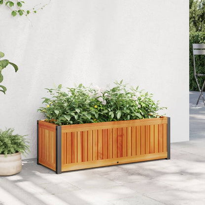 vidaXL Garden Planter 80x30x27.5 cm Solid Wood Acacia and Steel 1