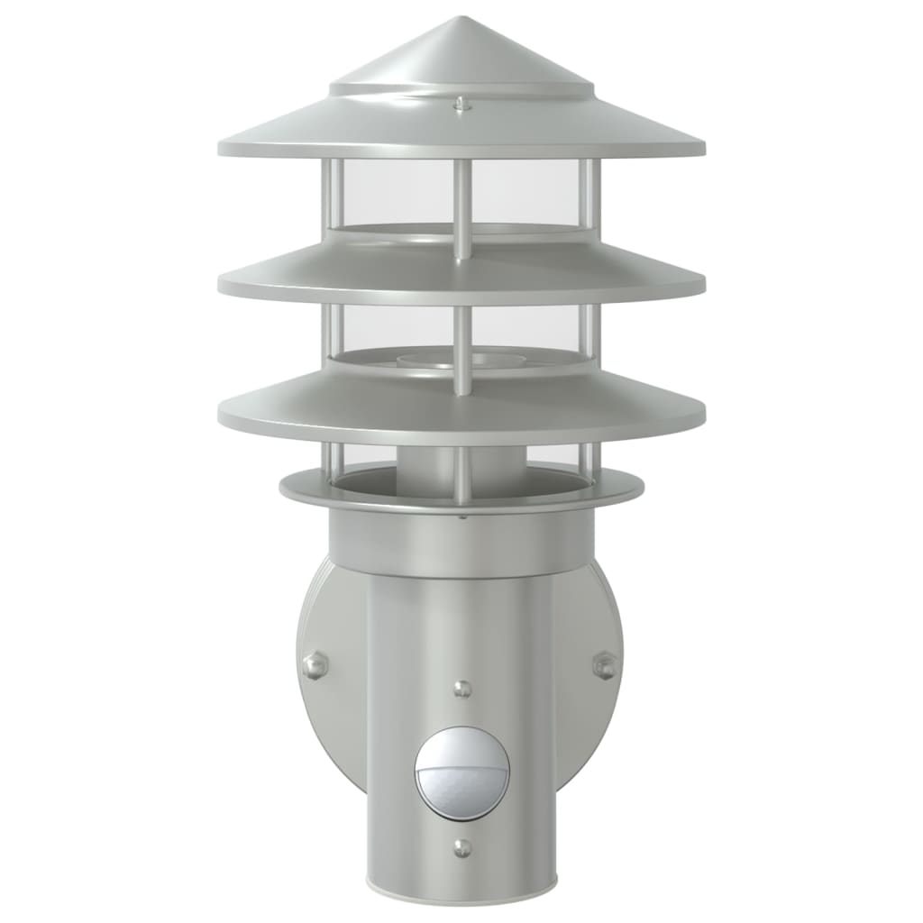 vidaXL Outdoor Wall Lights with Sensors 2pcs Silver Stainless Steel 4