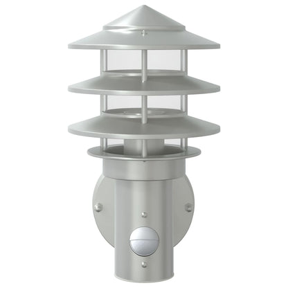 vidaXL Outdoor Wall Lights with Sensors 2pcs Silver Stainless Steel 4