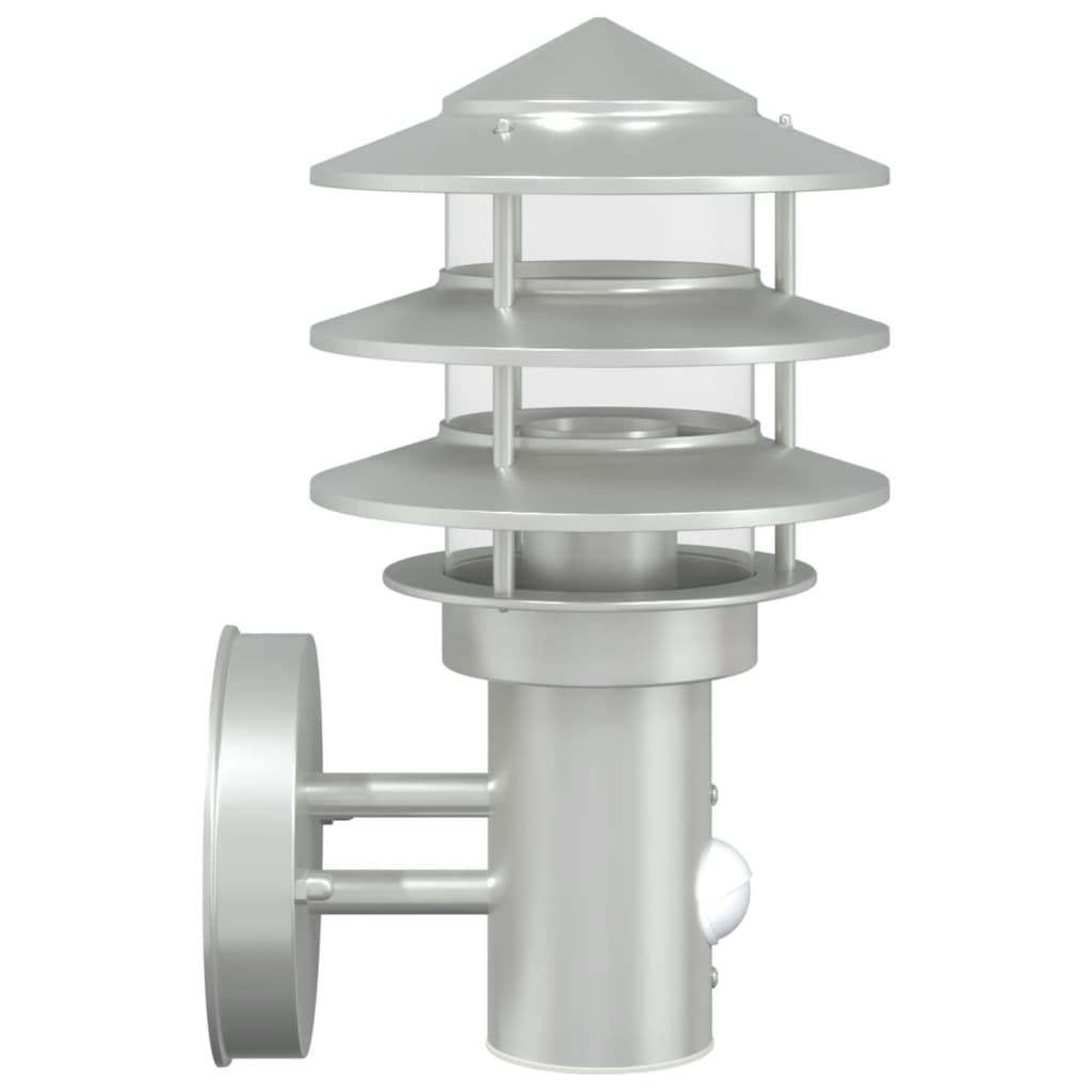 vidaXL Outdoor Wall Lights with Sensors 2pcs Silver Stainless Steel 5