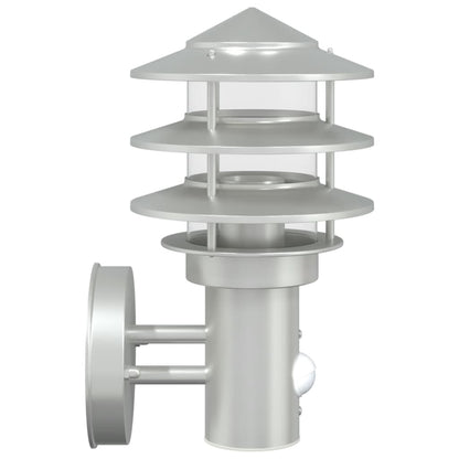 vidaXL Outdoor Wall Lights with Sensors 2pcs Silver Stainless Steel 5