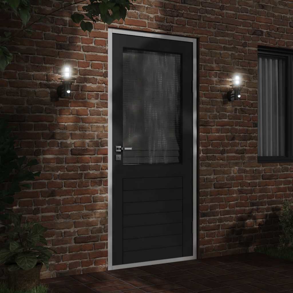 vidaXL Outdoor Wall Lights with Sensors 2pcs Black Stainless Steel 3