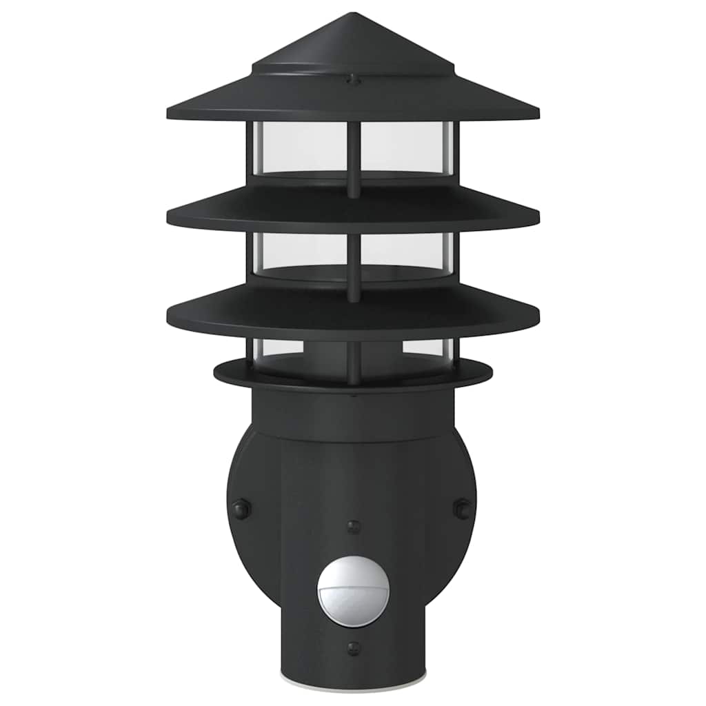 vidaXL Outdoor Wall Lights with Sensors 2pcs Black Stainless Steel 4