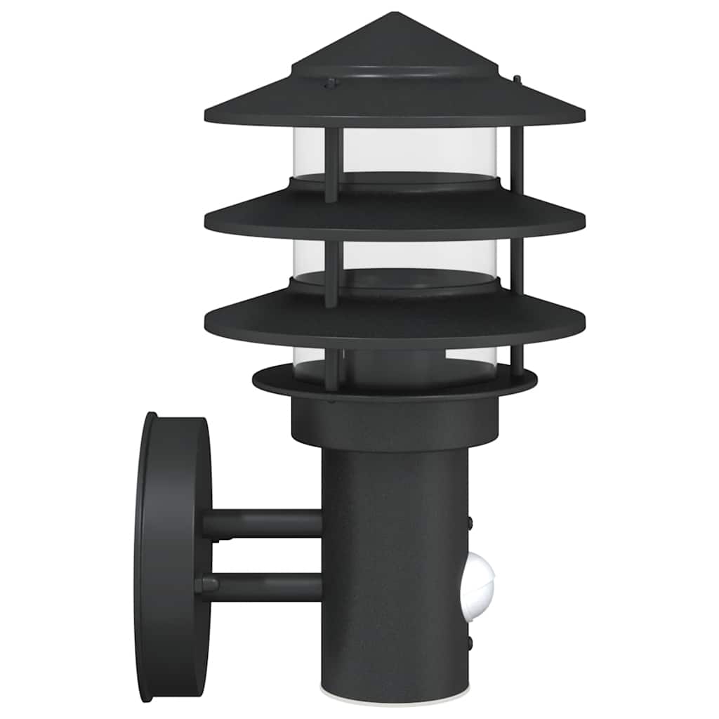 vidaXL Outdoor Wall Lights with Sensors 2pcs Black Stainless Steel 5
