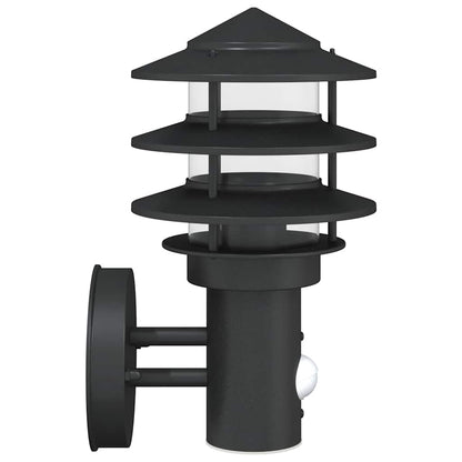 vidaXL Outdoor Wall Lights with Sensors 2pcs Black Stainless Steel 5
