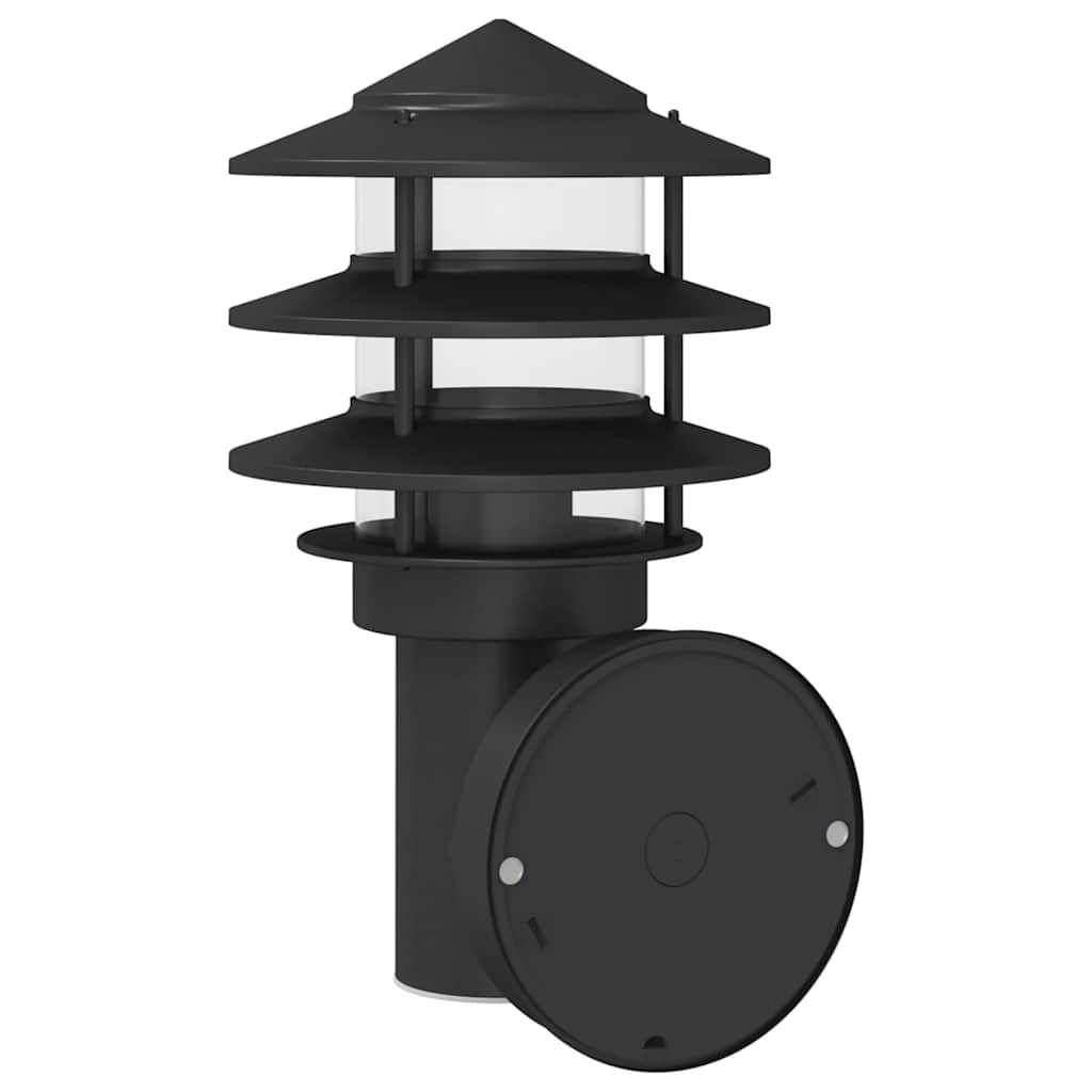 vidaXL Outdoor Wall Lights with Sensors 2pcs Black Stainless Steel 6