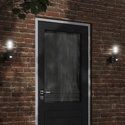 vidaXL Outdoor Wall Lights with Sensors 2pcs Black Stainless Steel 1