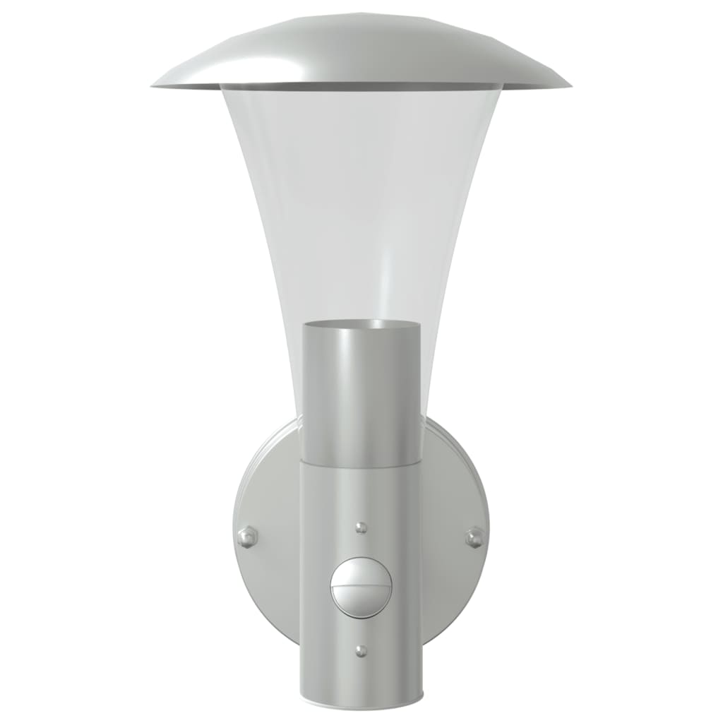 vidaXL Outdoor Wall Lights with Sensors 2pcs Silver Stainless Steel 4