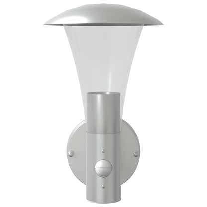 vidaXL Outdoor Wall Lights with Sensors 2pcs Silver Stainless Steel 4