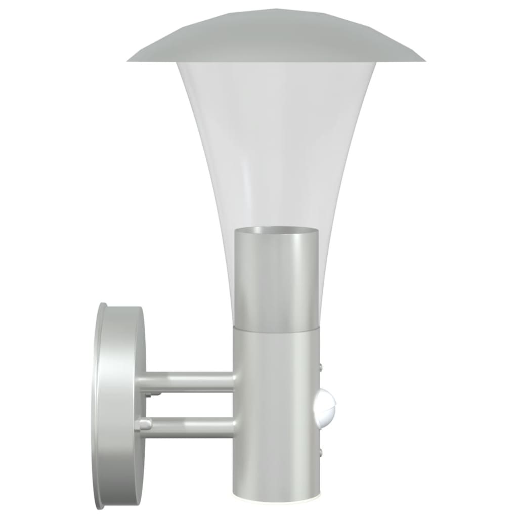 vidaXL Outdoor Wall Lights with Sensors 2pcs Silver Stainless Steel 5