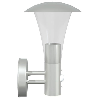 vidaXL Outdoor Wall Lights with Sensors 2pcs Silver Stainless Steel 5