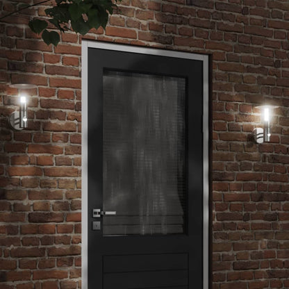 vidaXL Outdoor Wall Lights with Sensors 2pcs Silver Stainless Steel 1