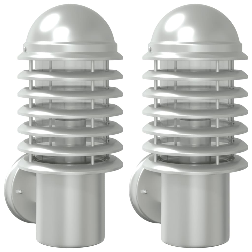vidaXL Outdoor Wall Lights 2pcs Silver Stainless Steel 2