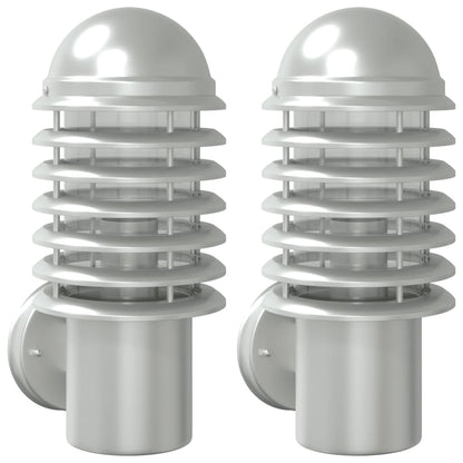 vidaXL Outdoor Wall Lights 2pcs Silver Stainless Steel 2