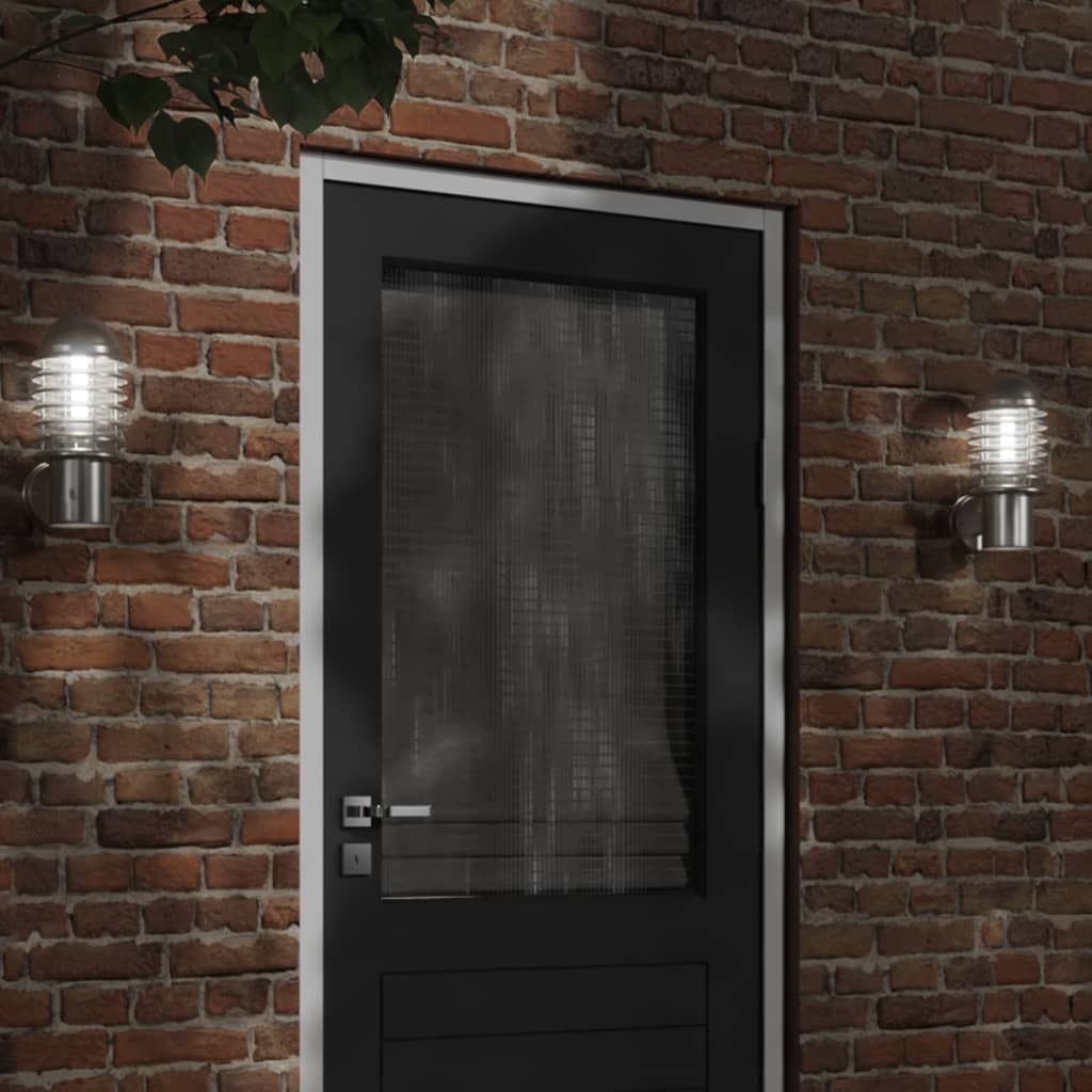 vidaXL Outdoor Wall Lights 2pcs Silver Stainless Steel 1