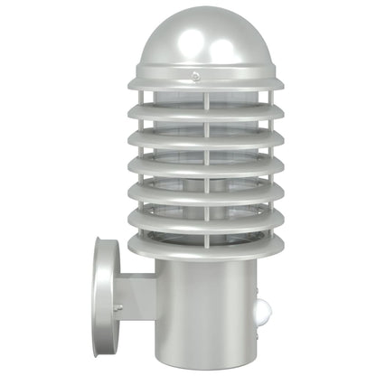 vidaXL Outdoor Wall Lights with Sensors 2pcs Silver Stainless Steel 5