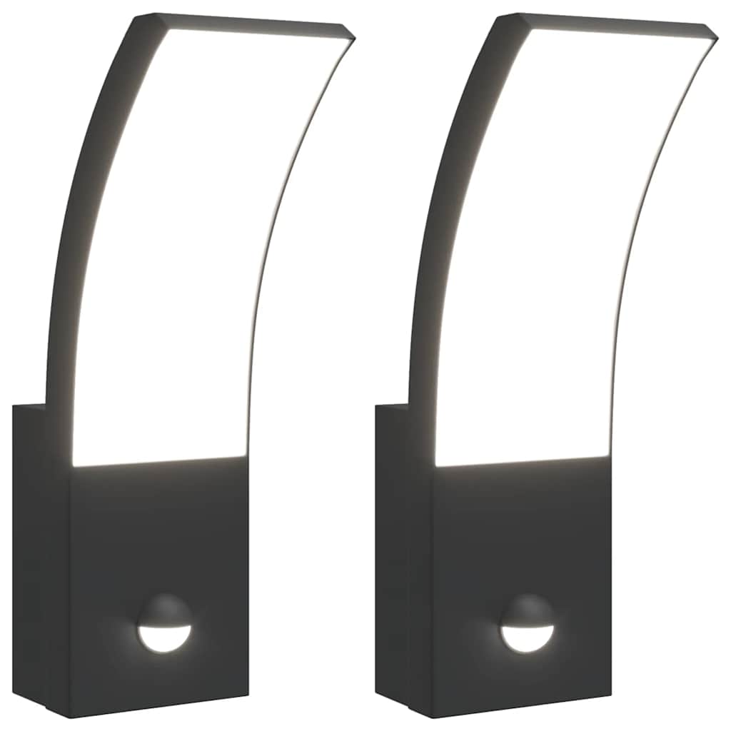 vidaXL Outdoor LED Wall Lights with Sensors 2pcs Black 2