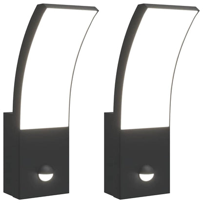 vidaXL Outdoor LED Wall Lights with Sensors 2pcs Black 2