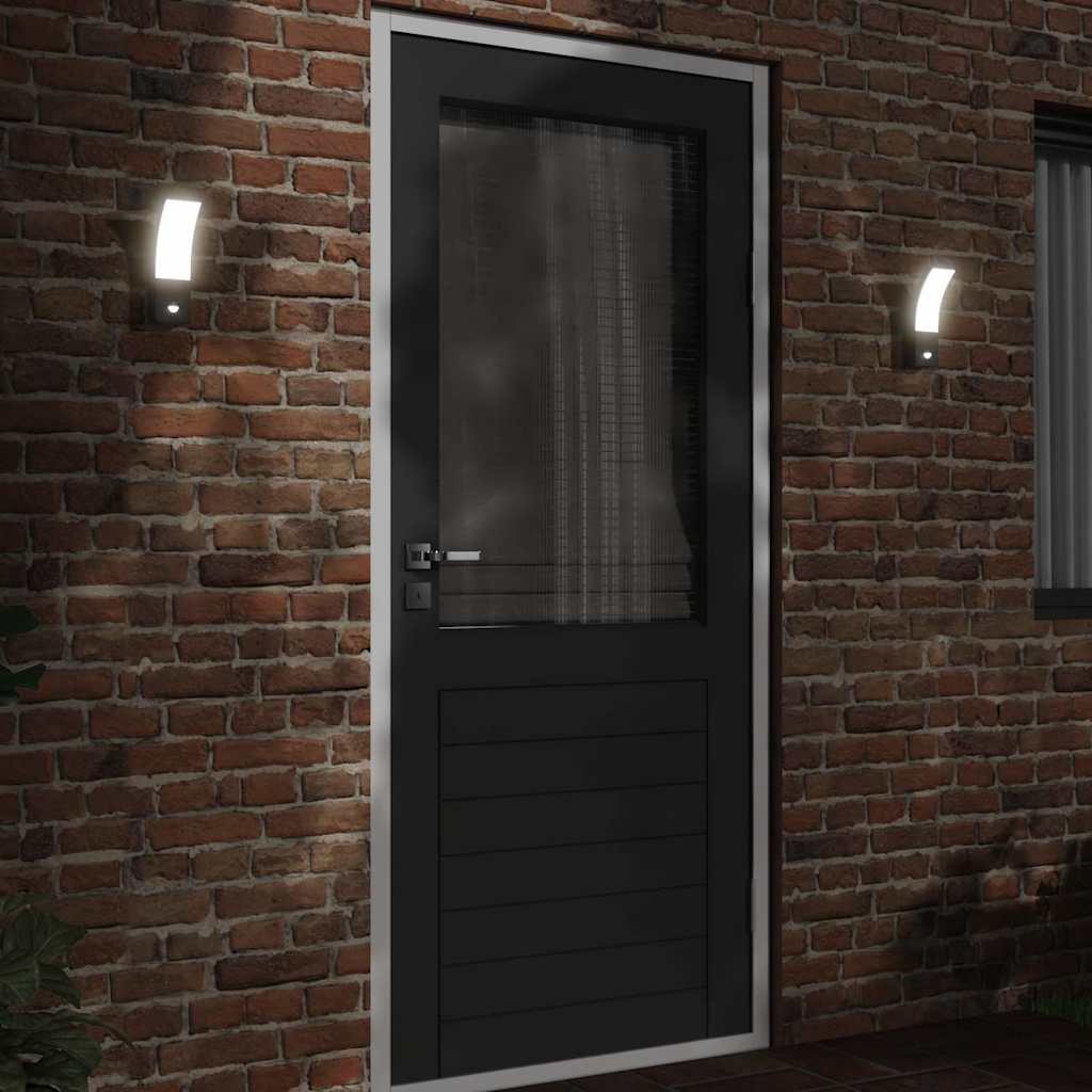 vidaXL Outdoor LED Wall Lights with Sensors 2pcs Black 3