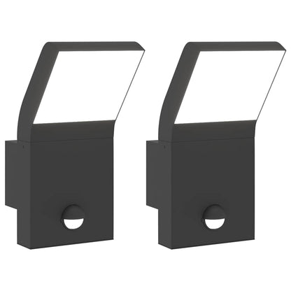 vidaXL Outdoor LED Wall Lights with Sensors 2pcs Black Die-cast Aluminium 2