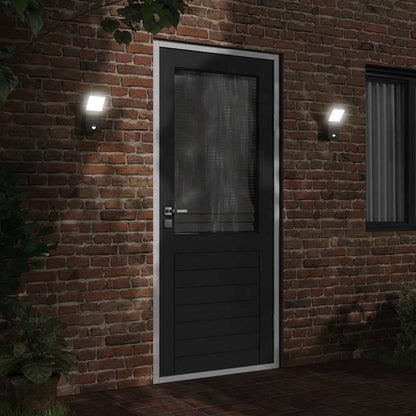 vidaXL Outdoor LED Wall Lights with Sensors 2pcs Black Die-cast Aluminium 3