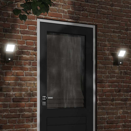 vidaXL Outdoor LED Wall Lights with Sensors 2pcs Black Die-cast Aluminium 1