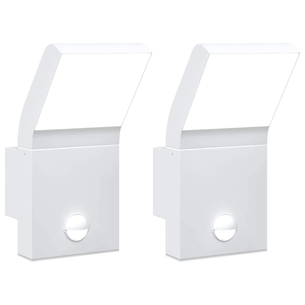 vidaXL Outdoor LED Wall Lights with Sensors 2pcs White Die-cast Aluminium 2