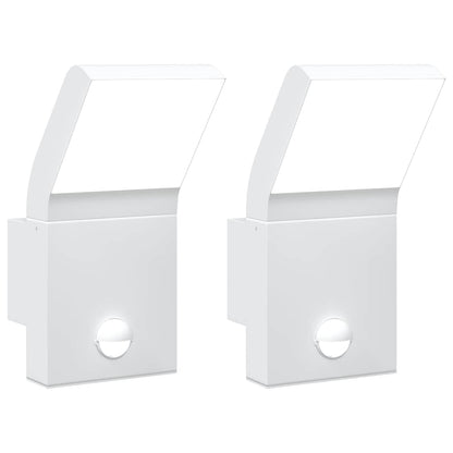 vidaXL Outdoor LED Wall Lights with Sensors 2pcs White Die-cast Aluminium 2