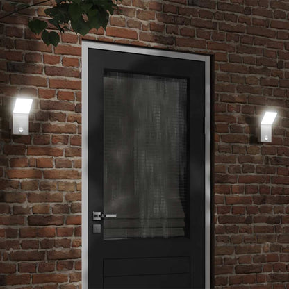 vidaXL Outdoor LED Wall Lights with Sensors 2pcs White Die-cast Aluminium 1