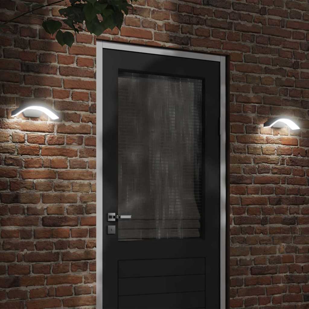 vidaXL Outdoor LED Wall Lights 2pcs Black Die-cast Aluminium 1