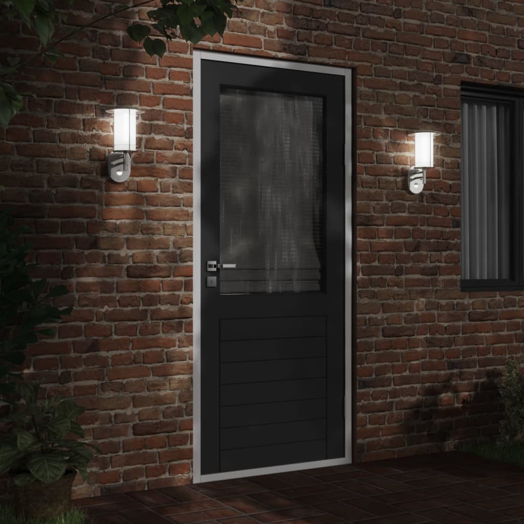 vidaXL Outdoor Wall Lights with Sensors 2pcs Silver Stainless Steel 3