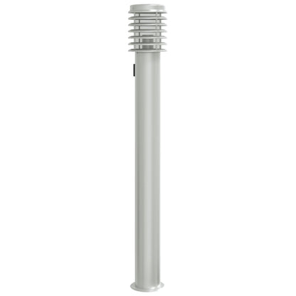 vidaXL Outdoor Floor Lamp with Outlet Silver 110cm Stainless Steel 2