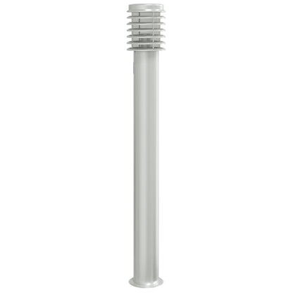 vidaXL Outdoor Floor Lamp with Outlet Silver 110cm Stainless Steel 4