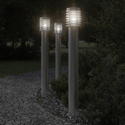 vidaXL Outdoor Floor Lamp with Outlet Silver 110cm Stainless Steel 1
