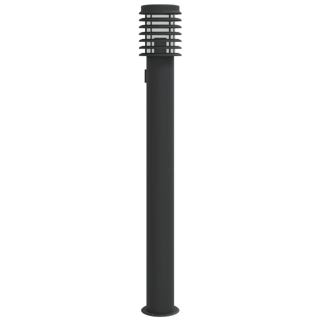 vidaXL Outdoor Floor Lamp with Outlet Black 110cm Stainless Steel 2