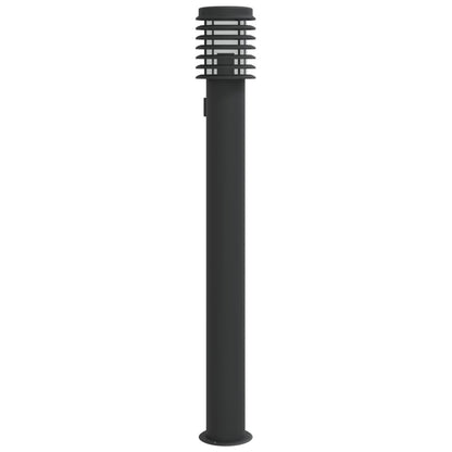 vidaXL Outdoor Floor Lamp with Outlet Black 110cm Stainless Steel 2