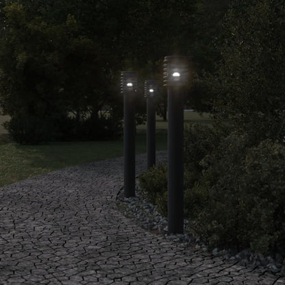 vidaXL Outdoor Floor Lamp with Outlet Black 110cm Stainless Steel 3