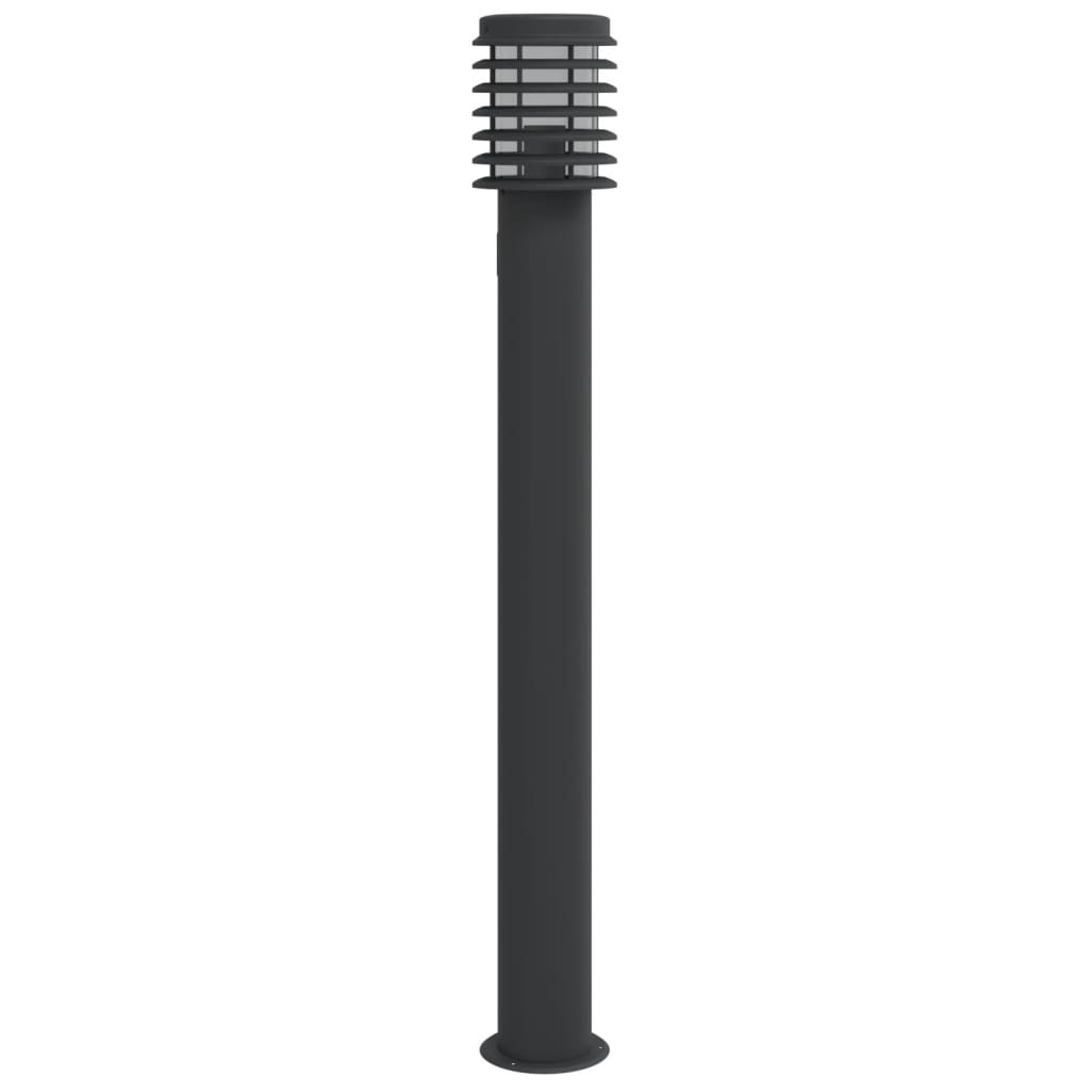 vidaXL Outdoor Floor Lamp with Outlet Black 110cm Stainless Steel 4