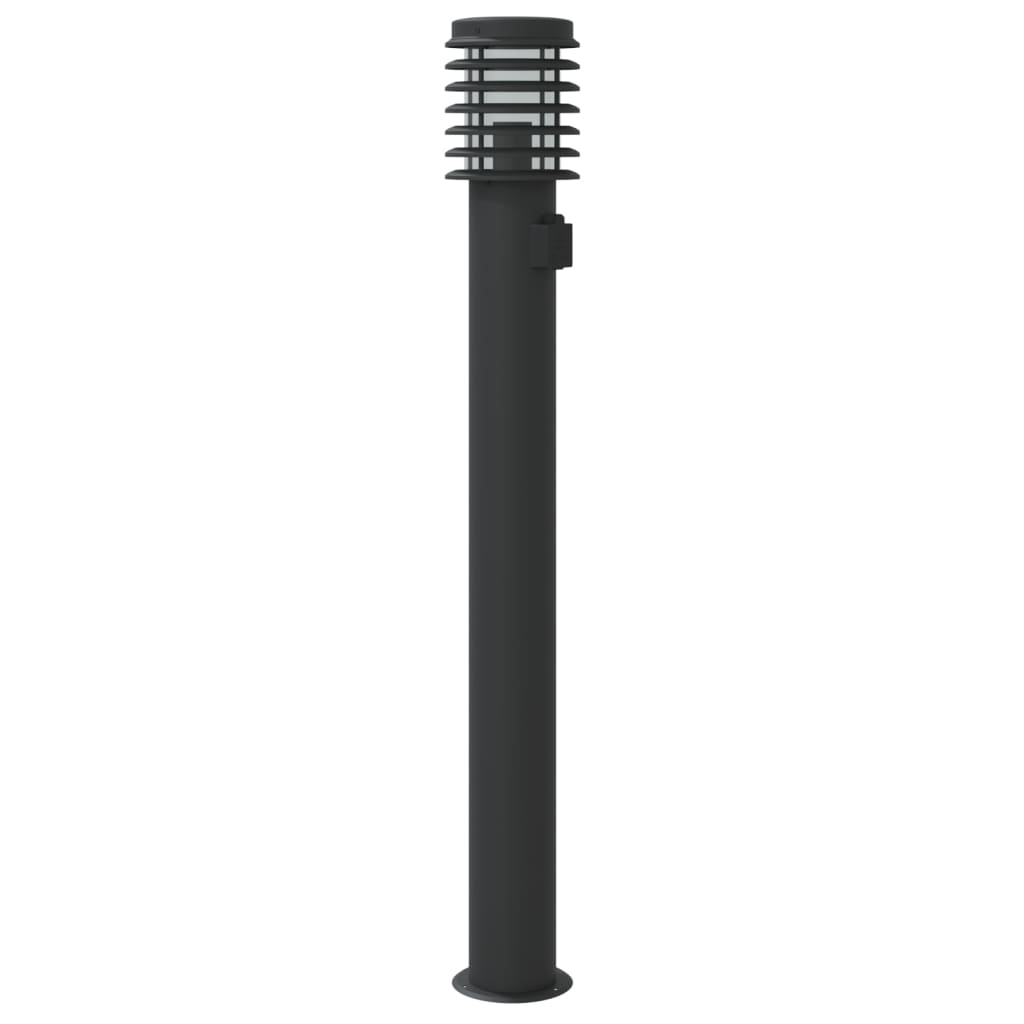 vidaXL Outdoor Floor Lamp with Outlet Black 110cm Stainless Steel 6