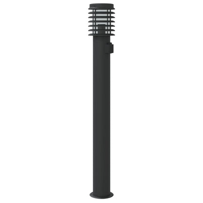 vidaXL Outdoor Floor Lamp with Outlet Black 110cm Stainless Steel 6