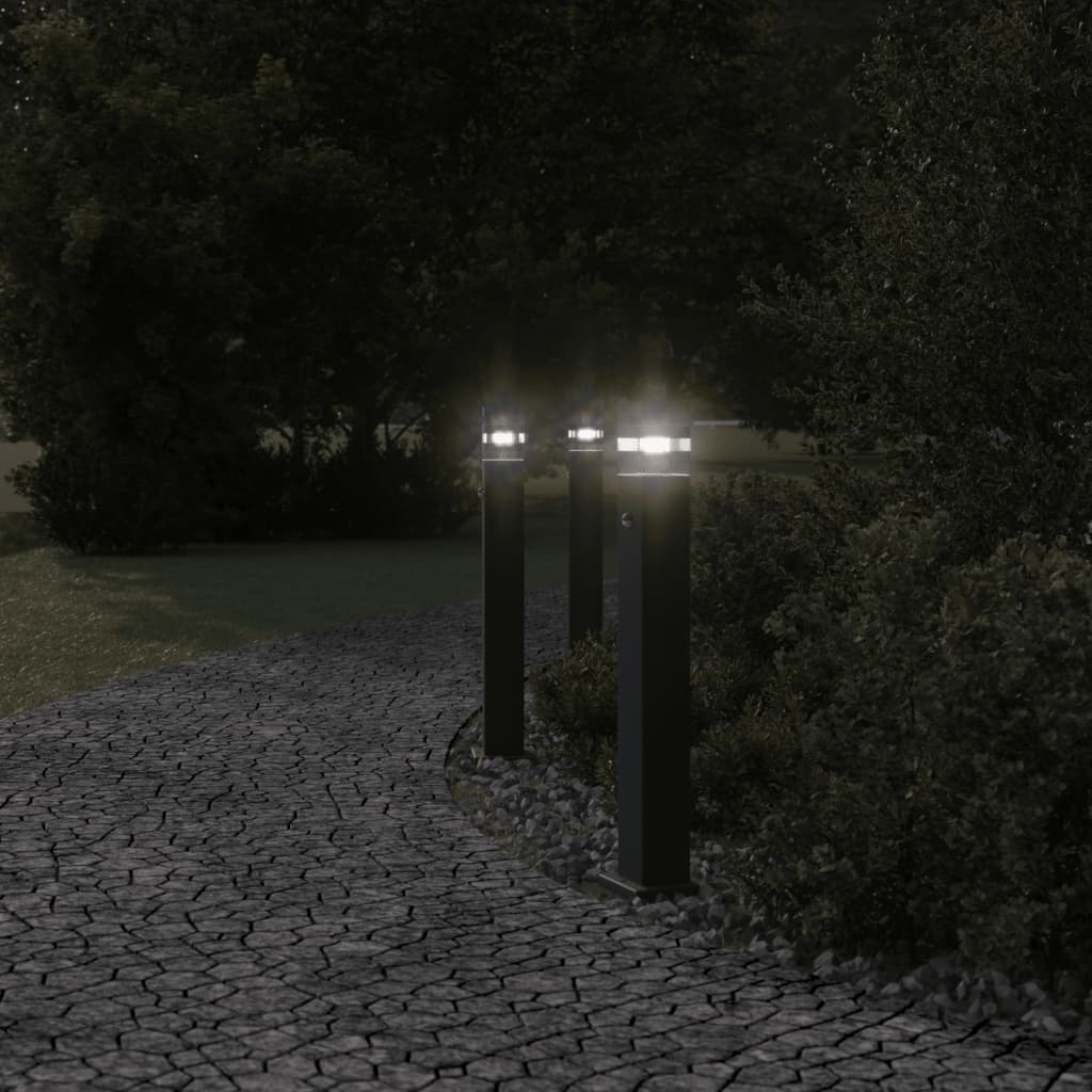 vidaXL Outdoor Floor Lamp with Sensor Black 80 cm Aluminium 3